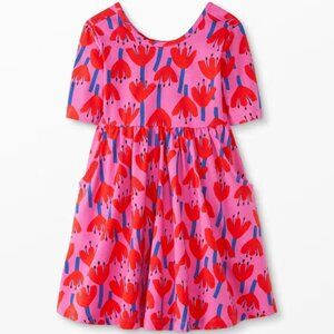 110/5 US Hanna Andersson Sunset Tulip Elbow Print Skater Dress Twirl